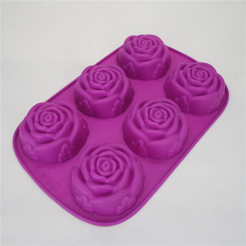 CXKP-2060 Silicone Bakeware Baking Pan Rose Shape 6-Cup