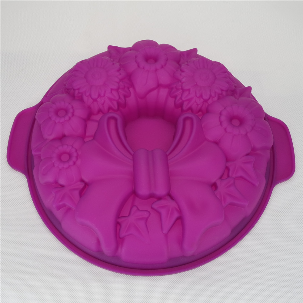 CXKP-2052	Silicone Bakeware Baking Pan Flowers With Bowknot Pattern